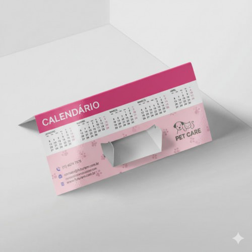 Calendário de Mesa c/ Porta Cartão | 25x18cm | 4/0 | UV 1/0